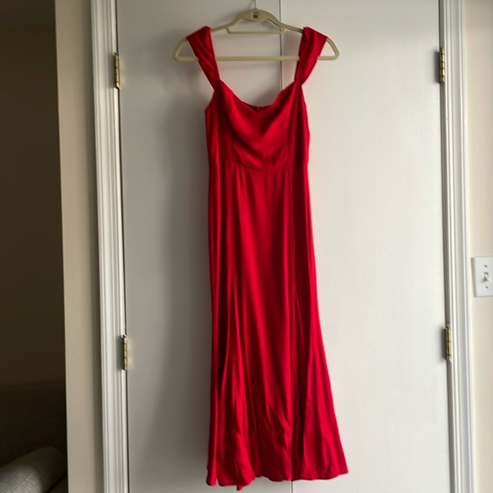 Reformation Red 2 Petite Bryson Dress Wedding Guest Bridesmaid